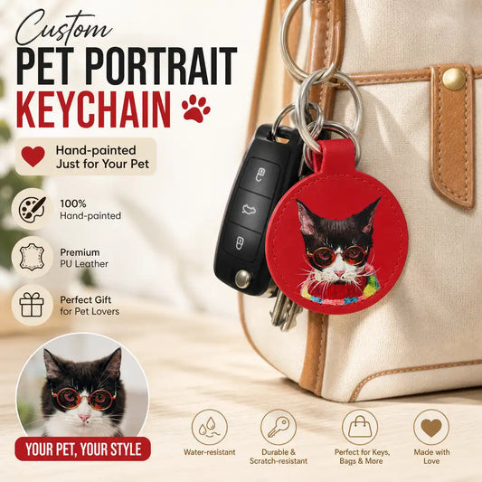Custom Hand-Painted Pet Portrait Keychain