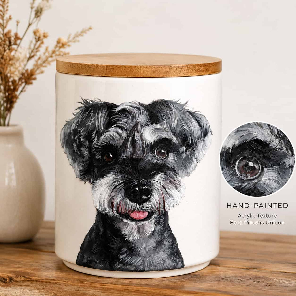 Custom Hand-Painted Pet Portrait Urn for Ashes