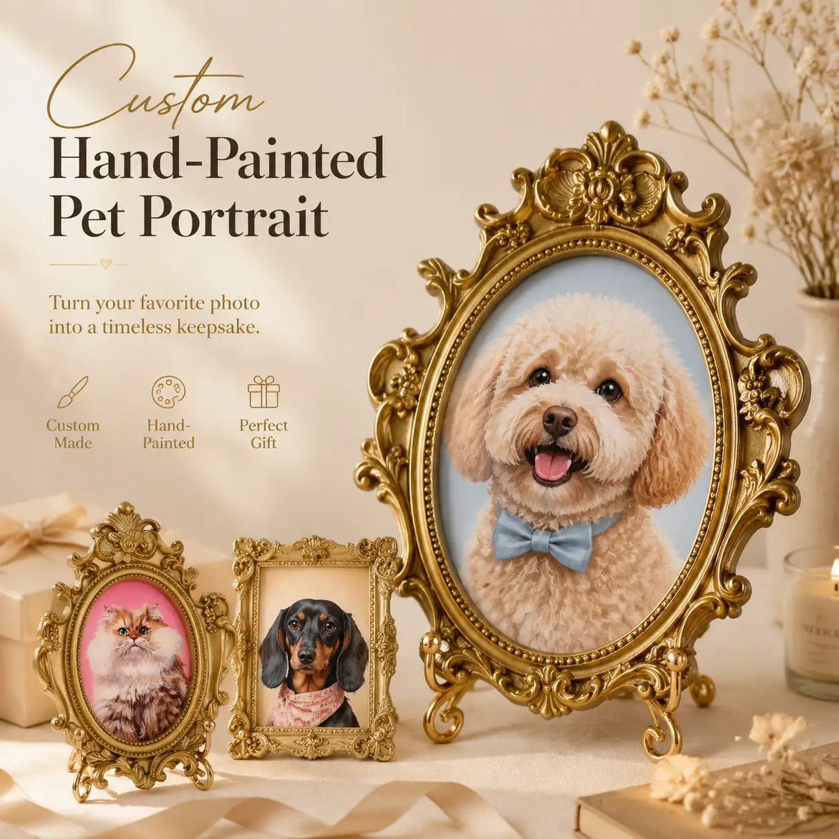 Custom pet portrait gifts hero image