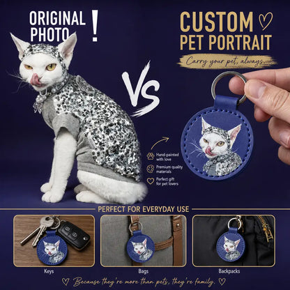 Hand-Painted Custom Pet Portrait Keychain