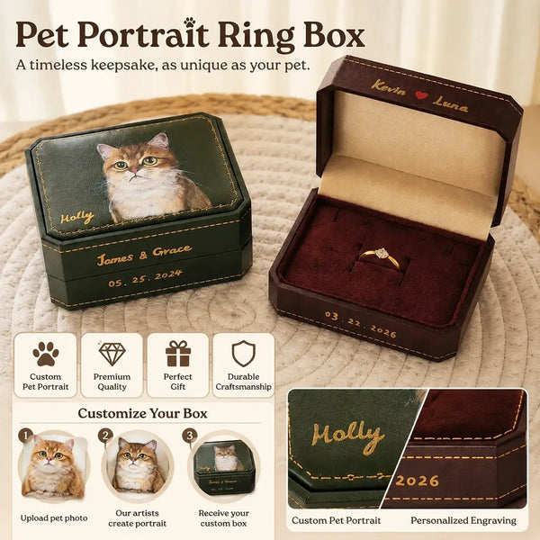 Custom Hand-Painted Pet Portrait Ring Box