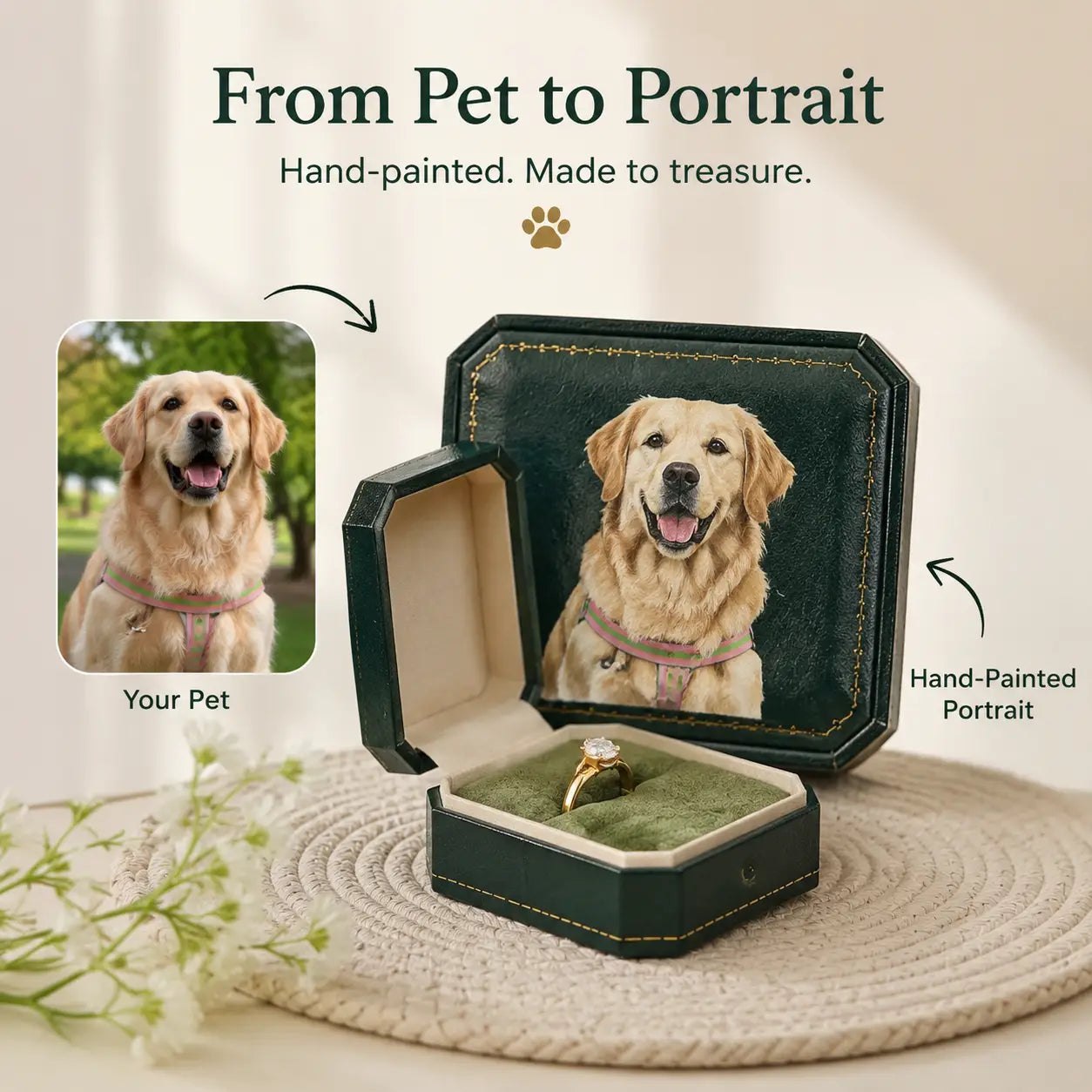 Custom Pet Portrait Ring Box
