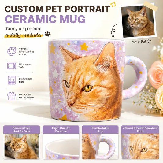 Custom Hand-Painted Pet Portrait Ceramic Mug
