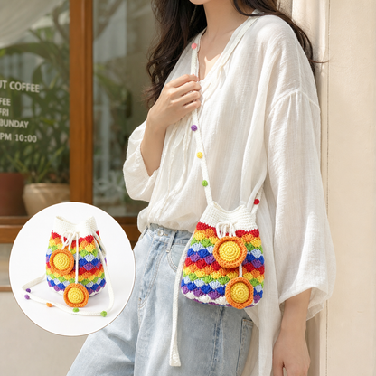 Handmade Colorful Crochet Drawstring Bag