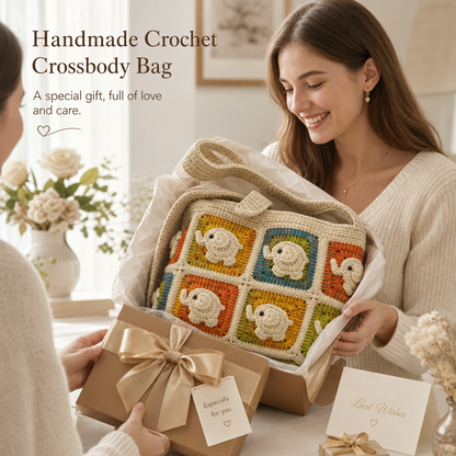 Handmade Crochet Elephant Crossbody Bag
