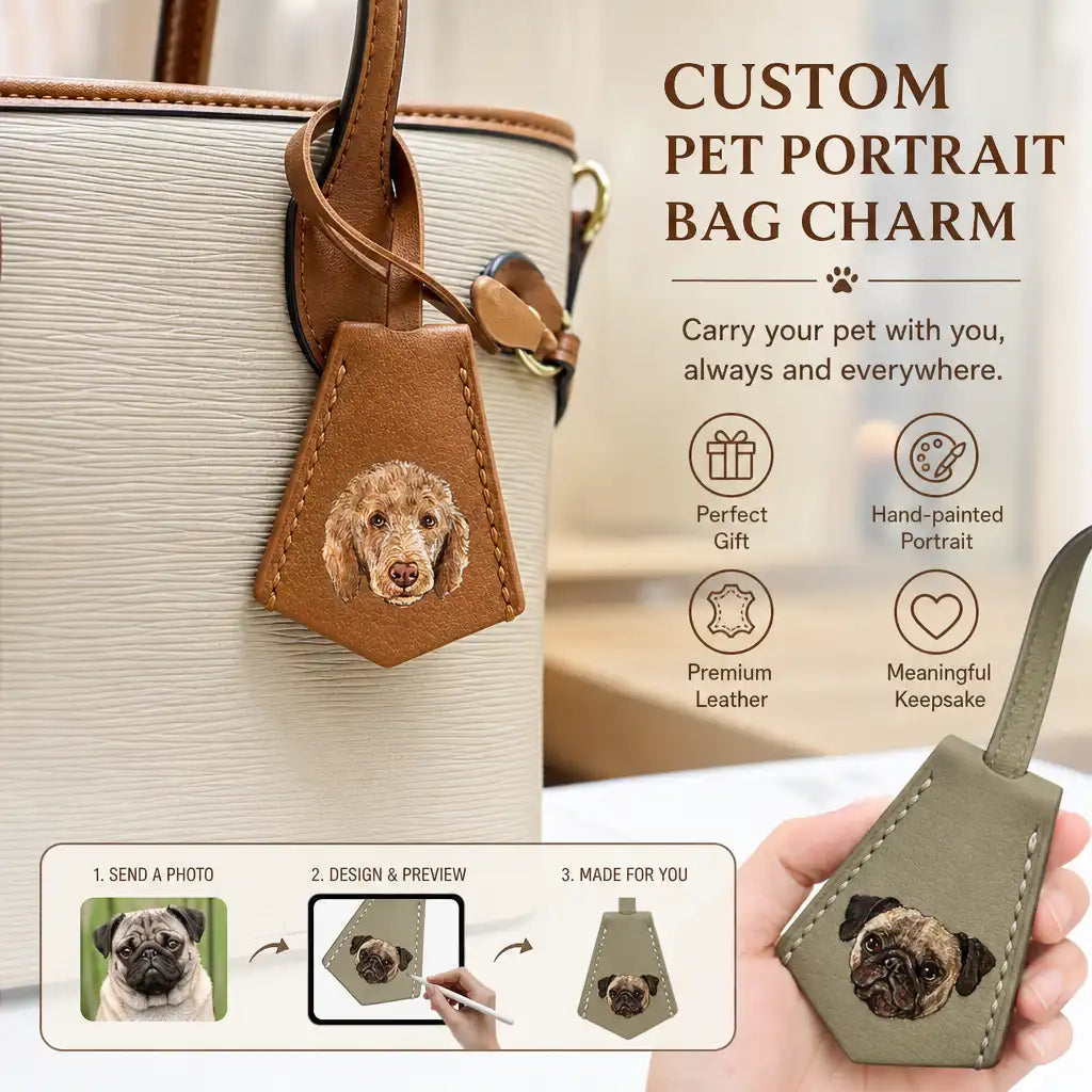 Custom Pet Portrait Bag Charm