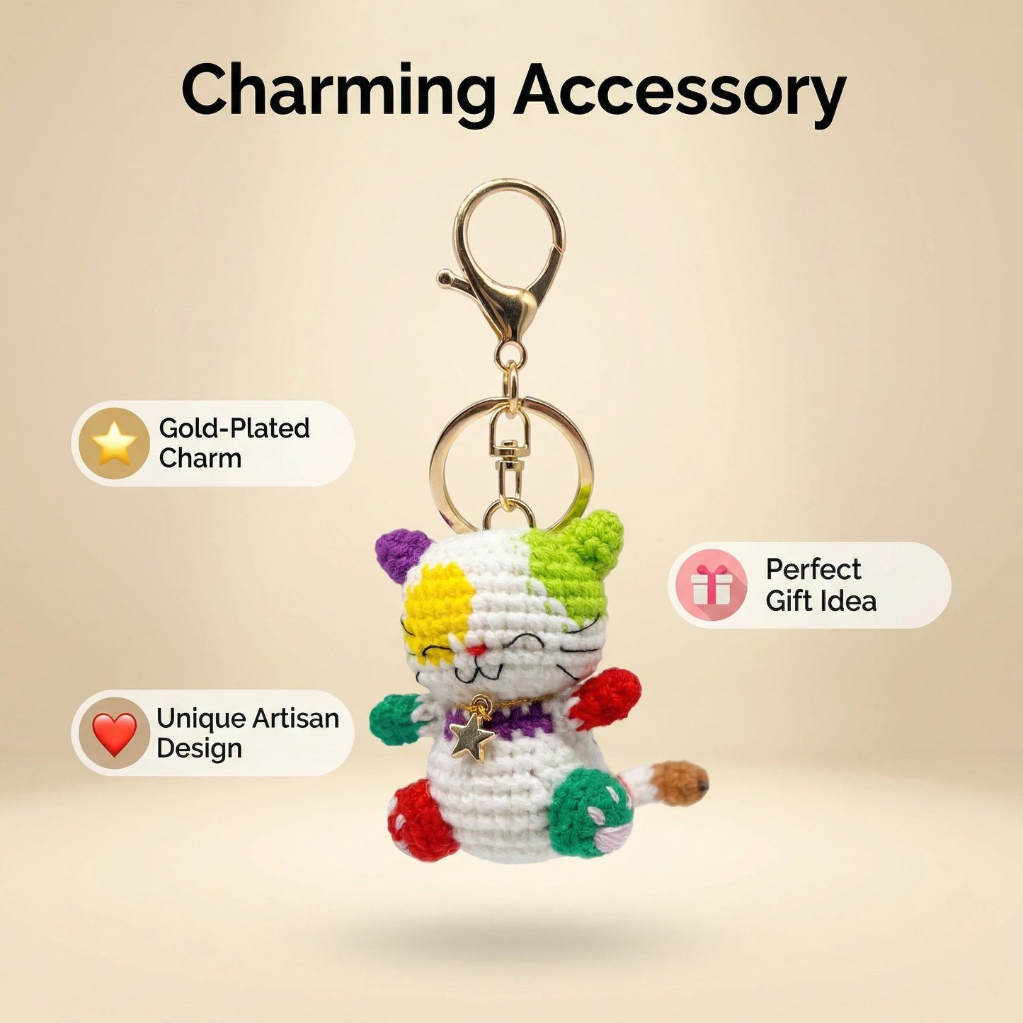 Handmade Crochet Cat Keychain