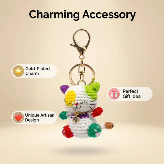 Handmade Crochet Cat Keychain