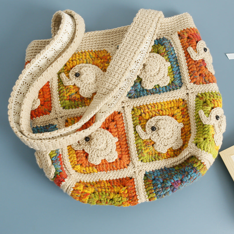 Handmade Crochet Elephant Crossbody Bag
