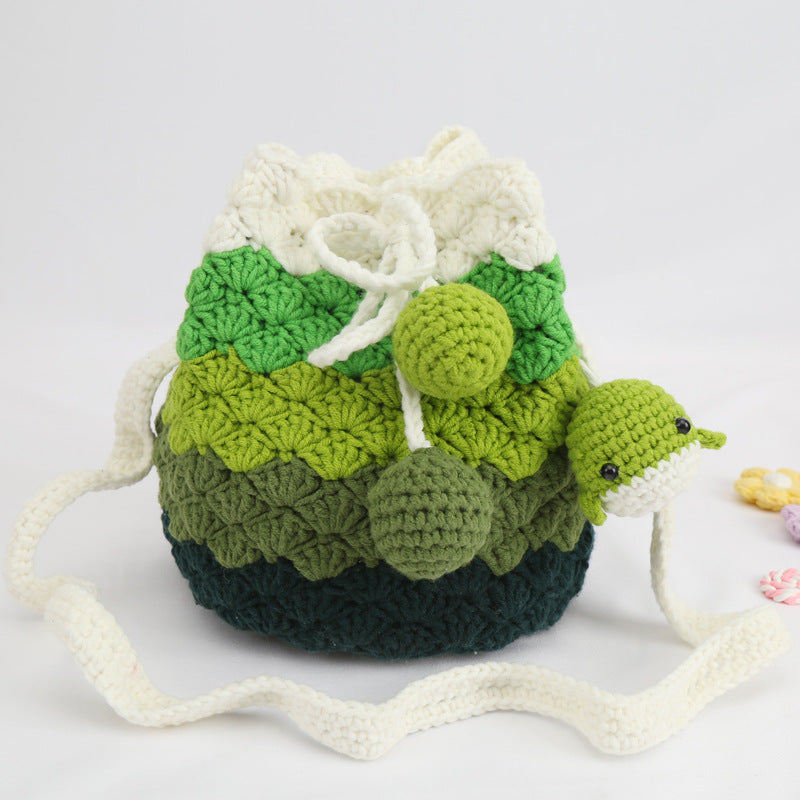 Handmade Colorful Crochet Drawstring Bag