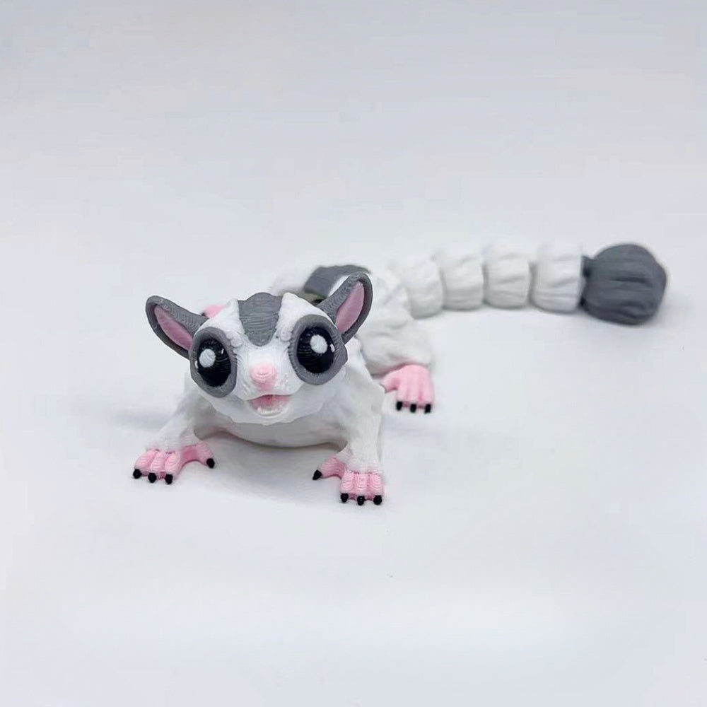 Articulated 3D Printed Sugar Glider Figurine - Poseable Limbs & Tail, Cute Pocket Pet Decor, Unique Birthday & Holiday Gift for Animal Lovers, friends & Collectors (Adorable Miniature Wildlife Art)