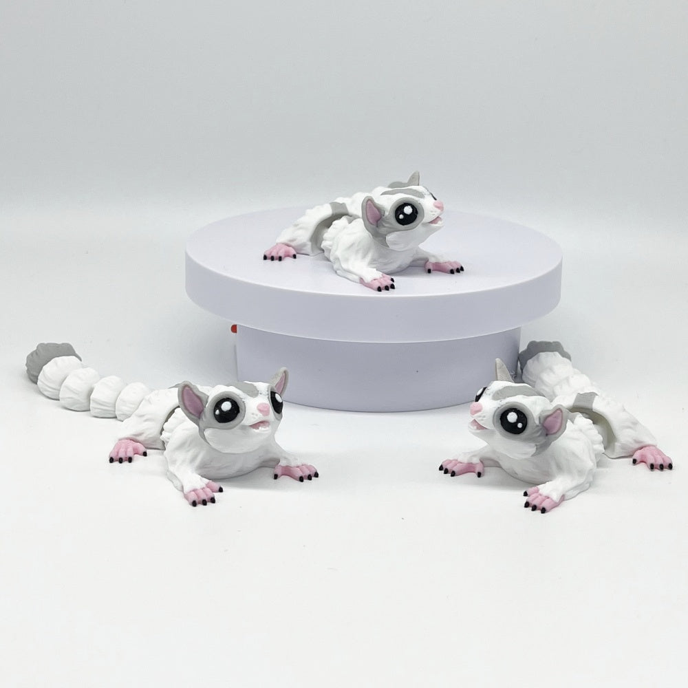Articulated 3D Printed Sugar Glider Figurine - Poseable Limbs & Tail, Cute Pocket Pet Decor, Unique Birthday & Holiday Gift for Animal Lovers, friends & Collectors (Adorable Miniature Wildlife Art)