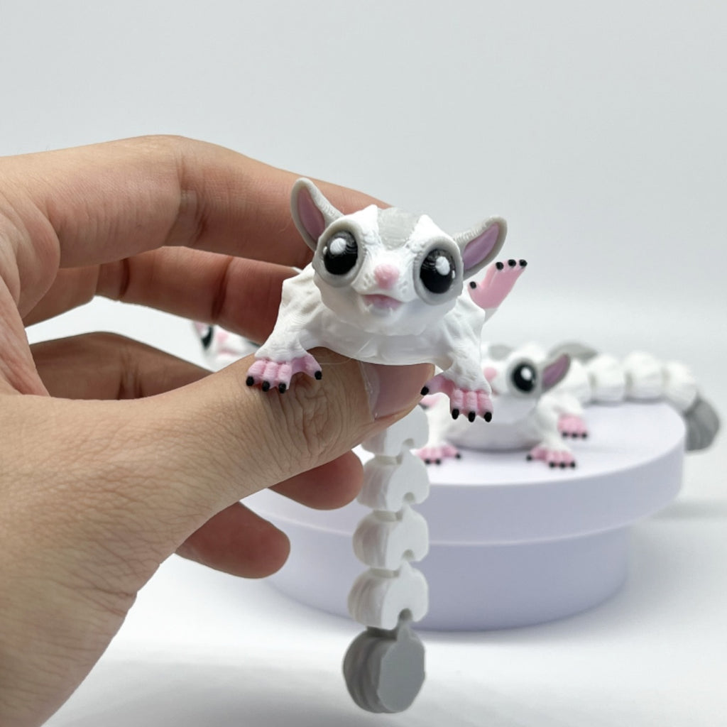 Articulated 3D Printed Sugar Glider Figurine - Poseable Limbs & Tail, Cute Pocket Pet Decor, Unique Birthday & Holiday Gift for Animal Lovers, friends & Collectors (Adorable Miniature Wildlife Art)