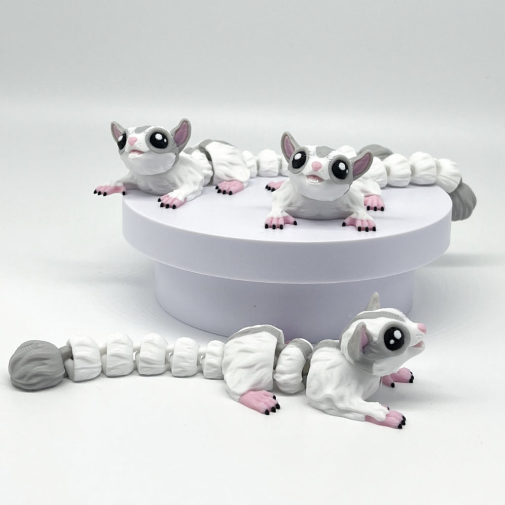 Articulated 3D Printed Sugar Glider Figurine - Poseable Limbs & Tail, Cute Pocket Pet Decor, Unique Birthday & Holiday Gift for Animal Lovers, friends & Collectors (Adorable Miniature Wildlife Art)