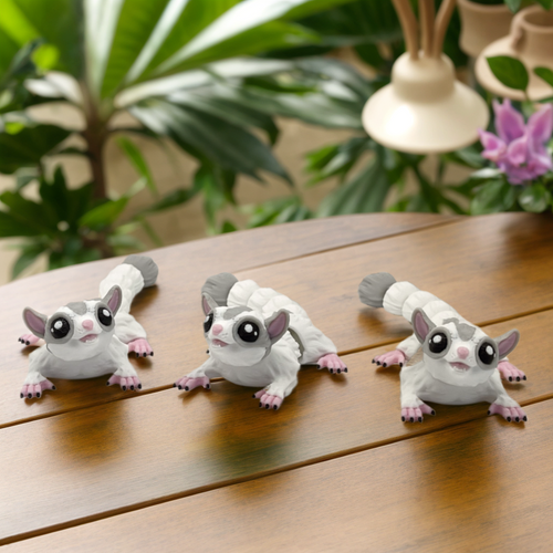 Articulated 3D Printed Sugar Glider Figurine - Poseable Limbs & Tail, Cute Pocket Pet Decor, Unique Birthday & Holiday Gift for Animal Lovers, friends & Collectors (Adorable Miniature Wildlife Art)